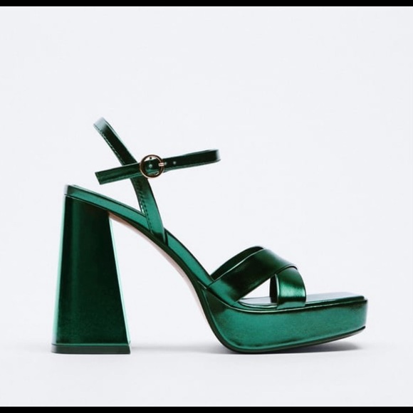 NWT Zara Green Platform Sandals - Picture 2 of 4